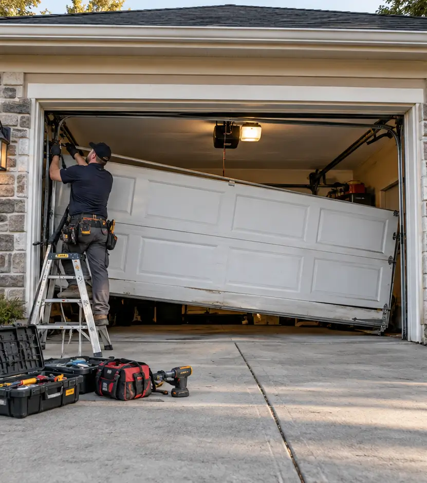 Garage door technician providing service in Tomball TX