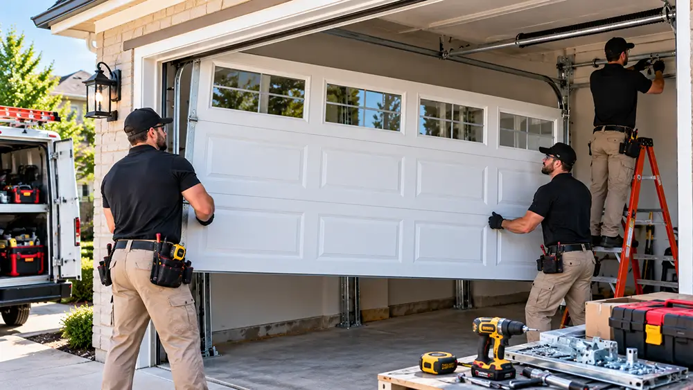 Garage door technician providing service in Tomball TX