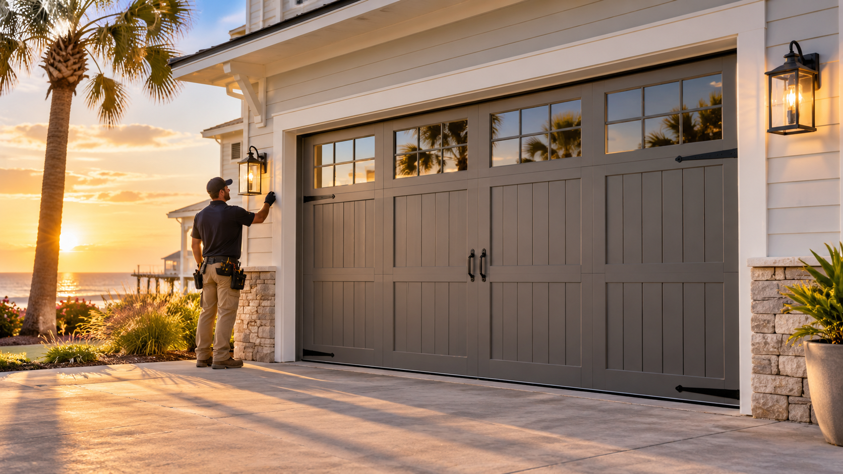 Garage door technician providing service in Tomball TX