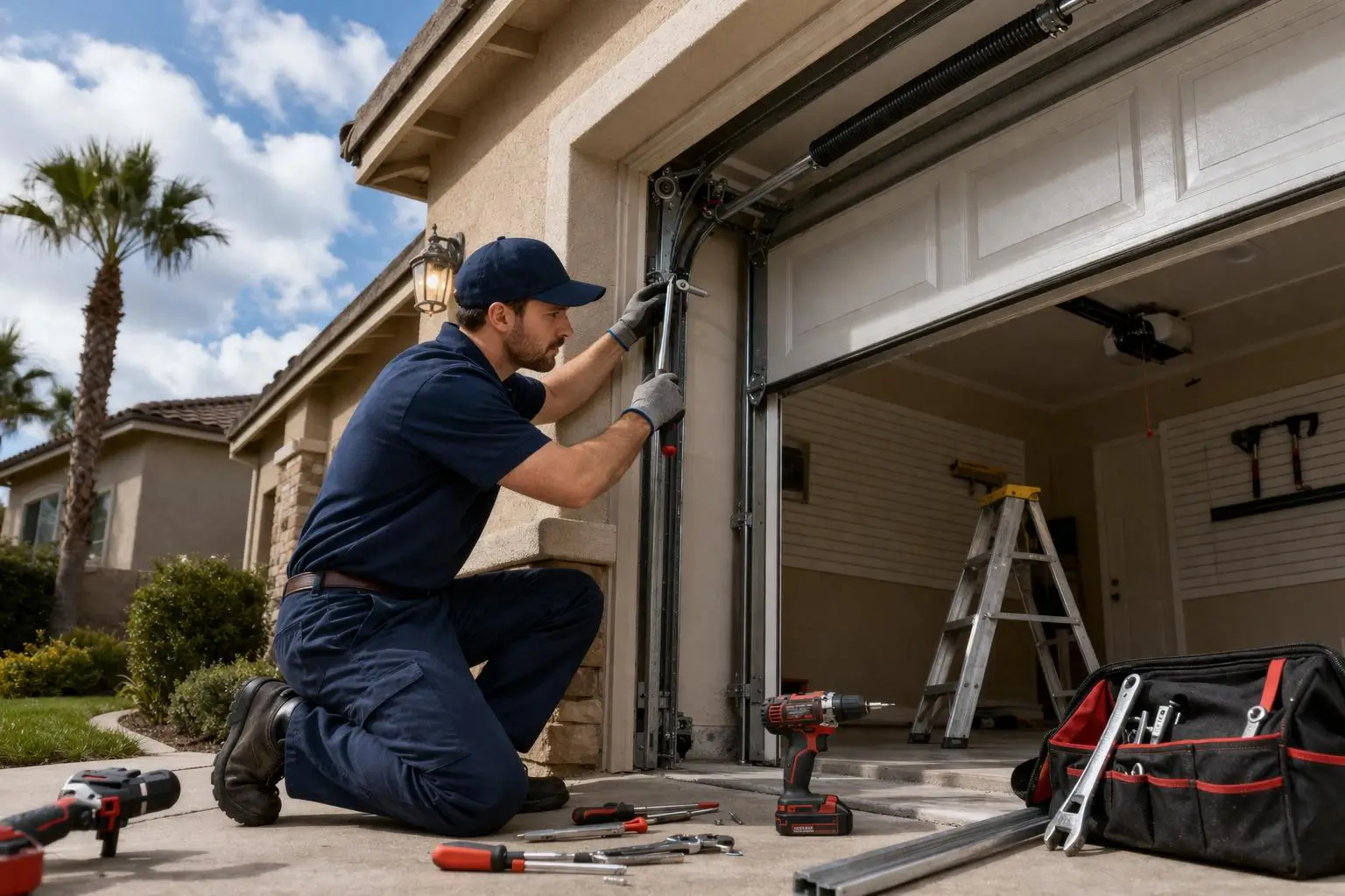 Garage door technician providing service in Tomball TX